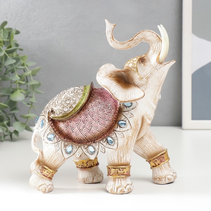 Сувенир полистоун Сувенир полистоун "Слон в попоне с сапфирами" под дерево 21х18х9 см