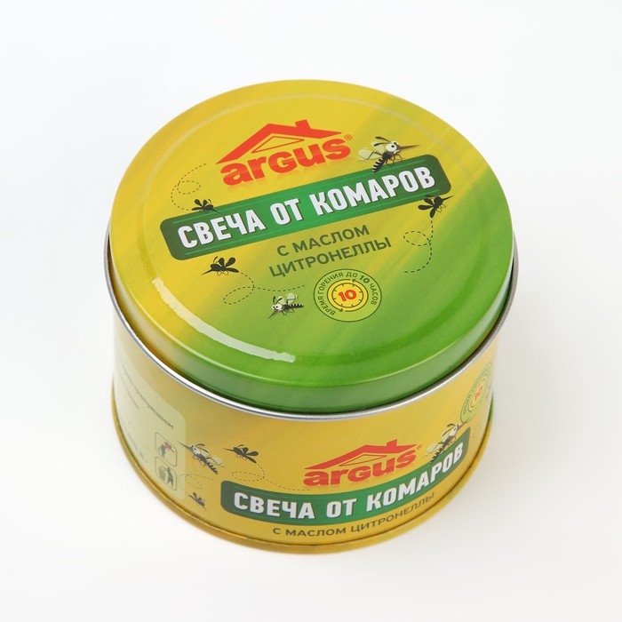 Антимоскитная свеча ARGUS, с маслом цитронеллы, банка с крышкой, 80 г Антимоскитная свеча ARGUS, с маслом цитронеллы, банка с крышкой, 80 г