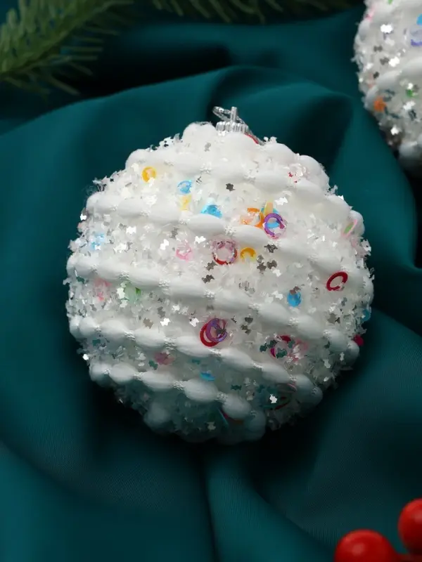 Набор шаров пластик d-8 см, 3 шт Набор шаров пластик d-8 см, 3 шт "Акли" белый