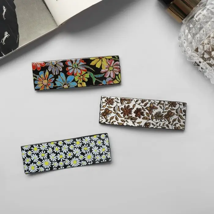 Невидимки для волос «Дифда», набор 3 шт., 7 см, цветочные Невидимки для волос «Дифда», набор 3 шт., 7 см, цветочные