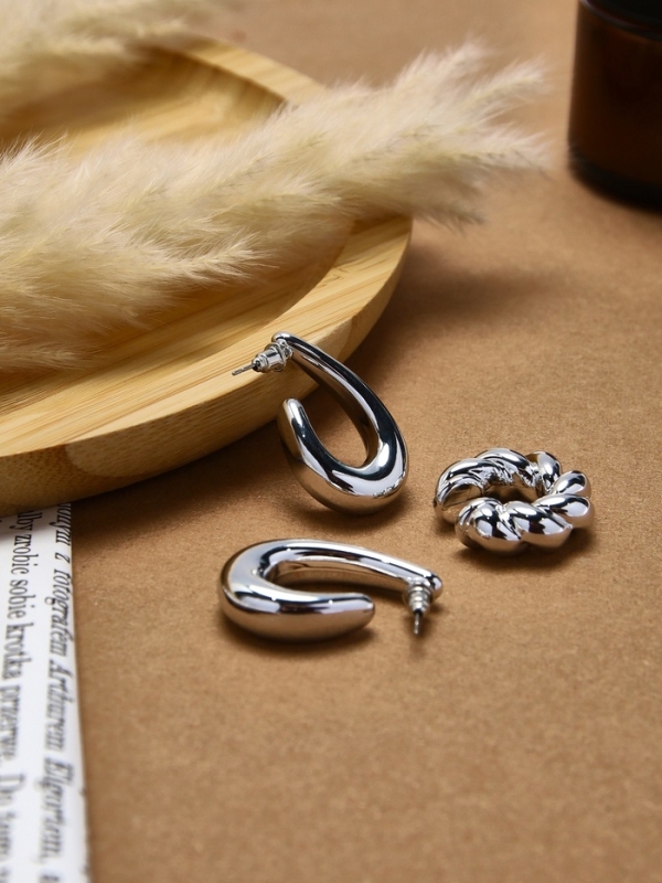 Набор серьги и каффы 3 шт «Косичка» капли, цвет золото