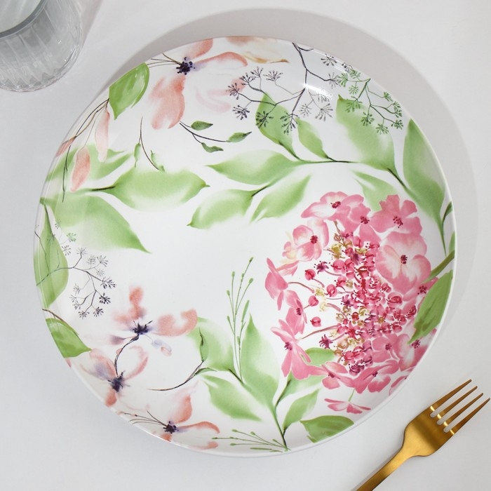 Тарелка керамическая «Акварель», 25.5 см, цвет белый Тарелка керамическая «Акварель», 25.5 см, цвет белый