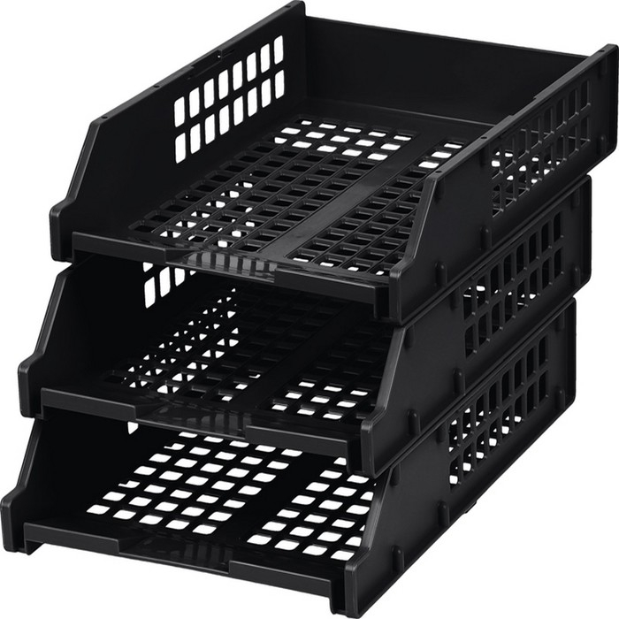 Набор лотков для бумаг горизонтальных Стамм STRONG, 3 штуки, на металлических стержнях, чёрный Набор лотков для бумаг горизонтальных Стамм STRONG, 3 штуки, на металлических стержнях, чёрный