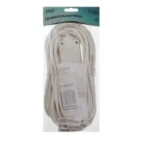 Удлинитель Luazon Lighting, 3 розетки, 10 м, 6 А, 1300 Вт, 3&times;0.75 мм2, с заземлением, с выключателем, белый