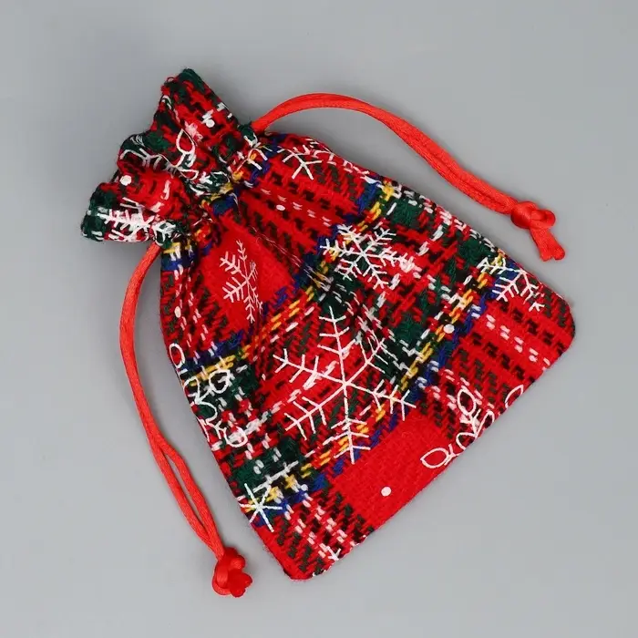 Мешочек подарочный холща «Вьюга», снежинки, 10 х 12 см +/- 1.5 см