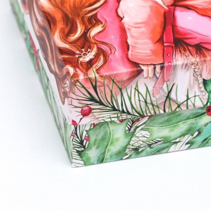 Новый год. Коробка подарочная новогодняя складная, Новый год. Коробка подарочная новогодняя складная, "Акварель", 16,5 х 12,5 х 5,2 см