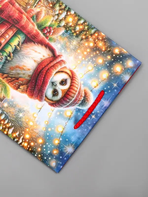 Пакет подарочный новогодний ламинированный, «Сова» , 18×10×22.3 см