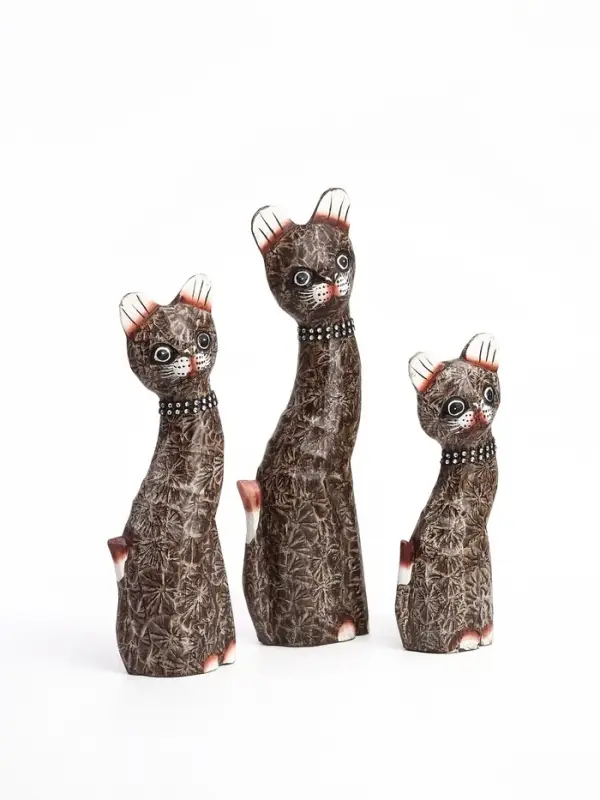 Фигура &laquo;Кошки&raquo;, набор 3 шт., 30.25.20 см, дерево