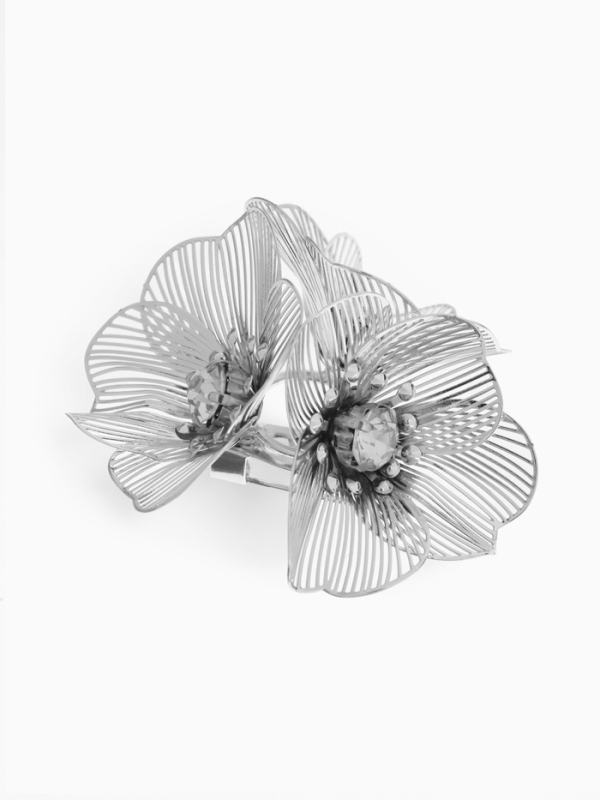 Брошь «Цветы» незабудки, цвет белый в серебре Брошь «Цветы» незабудки, цвет белый в серебре