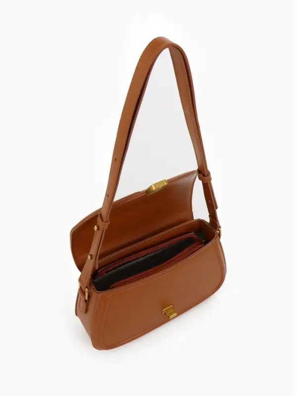 Сумка женская мессенджер TEXTURA на клапане, 23&times;6&times;13 см, коричневая