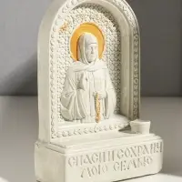 Икона с подставкой под свечу "Матрона Московская" роспись, 18х12х5,5 см