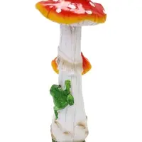 Садовая фигура из полистоуна &laquo;Мухомор с лягушкой&raquo;, 13&times;13&times;32 см