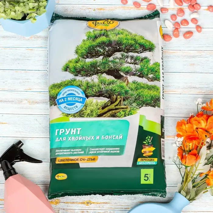 Почвогрунт для хвойных и бонсай &laquo;Цветочное счастье&raquo;, 5 л, &laquo;Фаско&raquo;