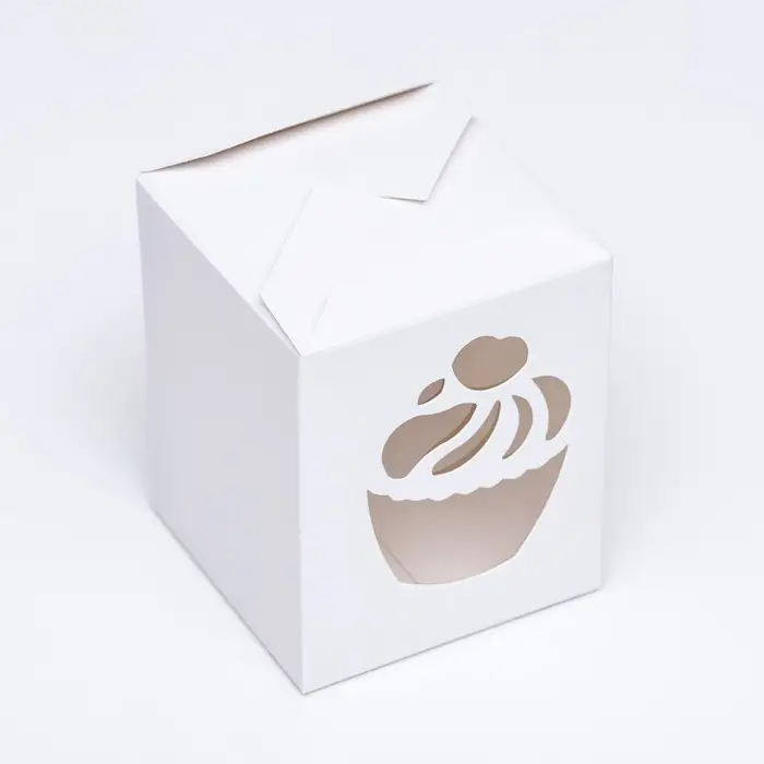 Коробка под пирожное, белая, 9×9×11 см