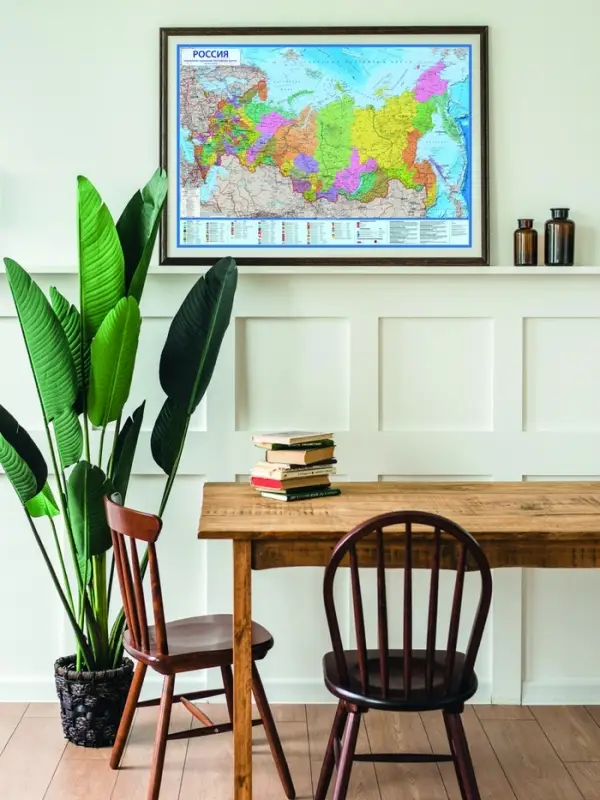 Карта России политико-административная, 101&times;70 см, 1:8.5 млн, интерактивная, ламинированная