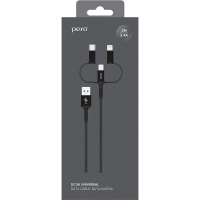Кабель PERO, DC-06, 2.4А, 2м, Lightning/micro USB/Type-C, черный