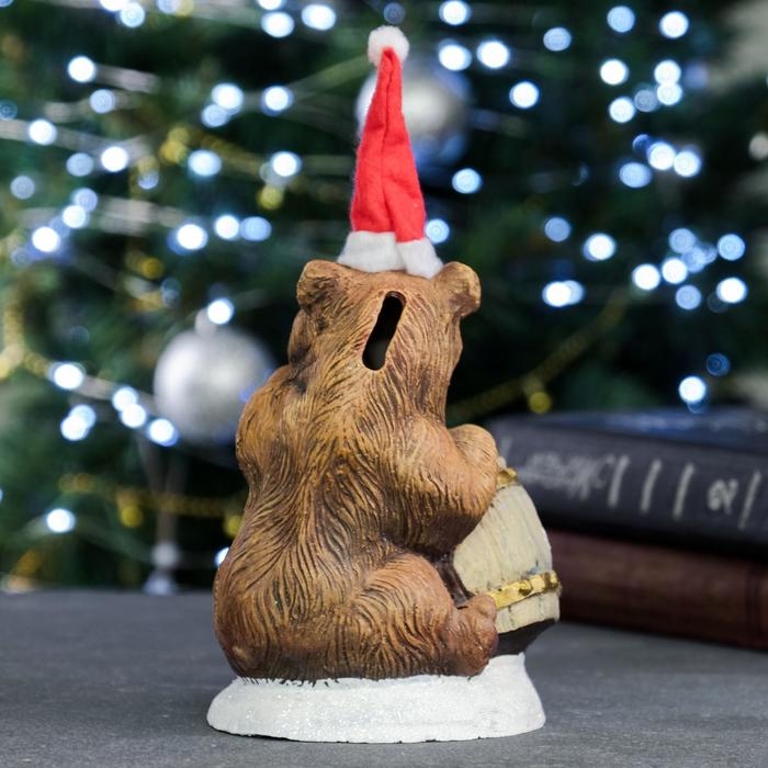 Копилка для денег «Медведь с бочонком новогодний», 12×8×14 см Копилка для денег «Медведь с бочонком новогодний», 12×8×14 см