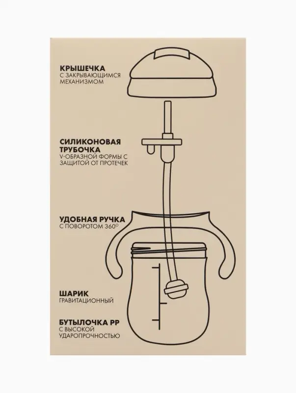 Поильник детский непроливайка с трубочкой M&B, 300 мл.