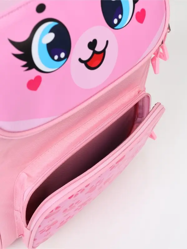 Ранец с эргономичной спинкой квадратный с доп. элементами "Мишка"