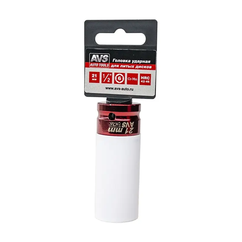 Головка торцевая ударная глубокая 6-гранная 1/2''DR (21 мм) колесная AVS H11221IС