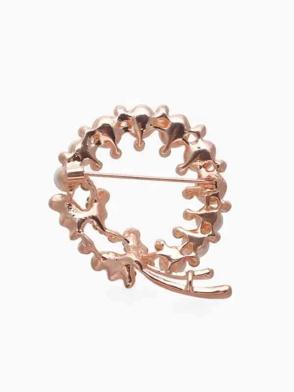 Брошь &laquo;Бабочки в жемчужном венке&raquo;, белая в розовом золоте