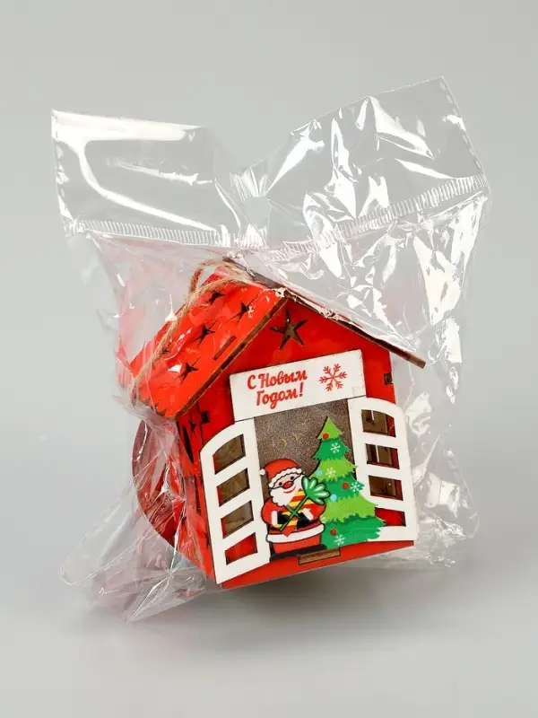 Ёлочная игрушка &laquo;Дед Мороз у ёлки&raquo;, 8&times;7&times;6 см, 1 LED, от батареек, свечение тёплое белое