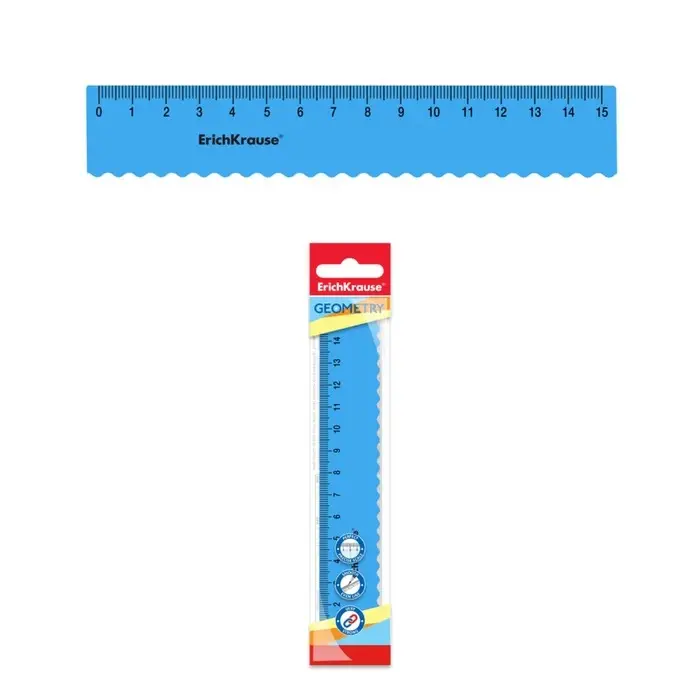 Линейка гибкая 15см ErichKrause Линейка гибкая 15см ErichKrause "Bubble Gum", с волнистым краем, пластиковая, голубая, в флоупаке
