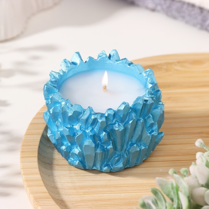 Свеча  Свеча "Кристаллы" в подсвечнике из гипса,6х4см, голубой
