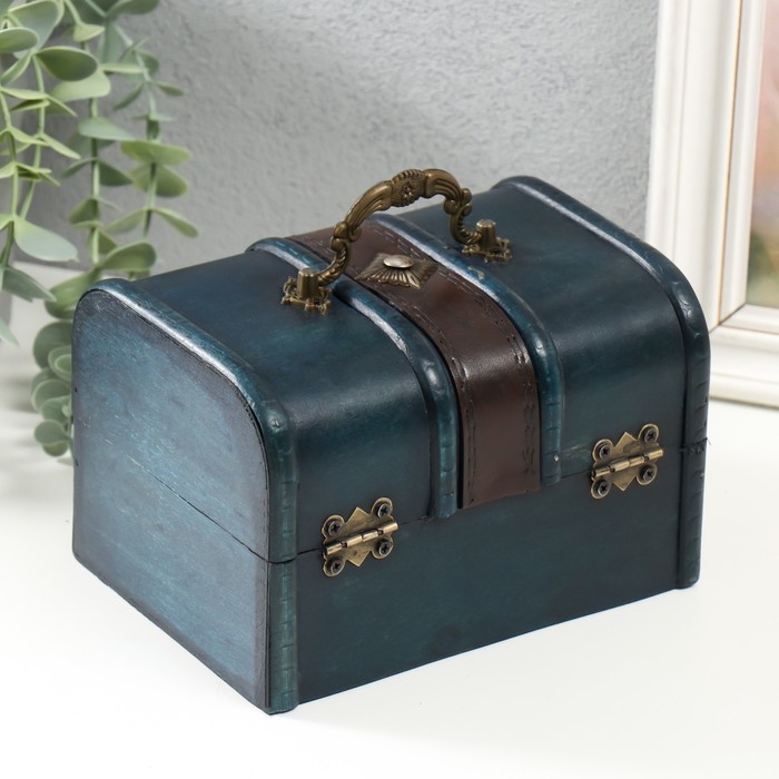 Шкатулка дерево  Шкатулка дерево "Ромб" набор 2 шт ярко-синяя 7,8х11,8х8 см 11х15,7х11,5 см