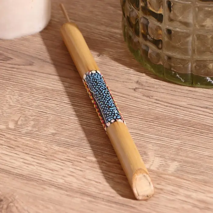 Сувенирный музыкальный инструмент "Свисток из бамбука с узором" МИКС 17х1,5х1,5 см