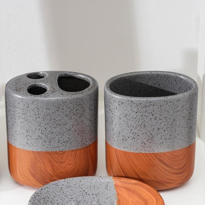 Набор аксессуаров для ванной комнаты «Микаса», 4 предмета (мыльница, дозатор для мыла, 2 стакана), цвет серый Набор аксессуаров для ванной комнаты «Микаса», 4 предмета (мыльница, дозатор для мыла, 2 стакана), цвет серый