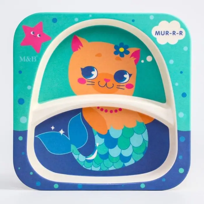 Тарелка детская из бамбука M&B &laquo;Малышки&raquo;, 2 секции, МИКС