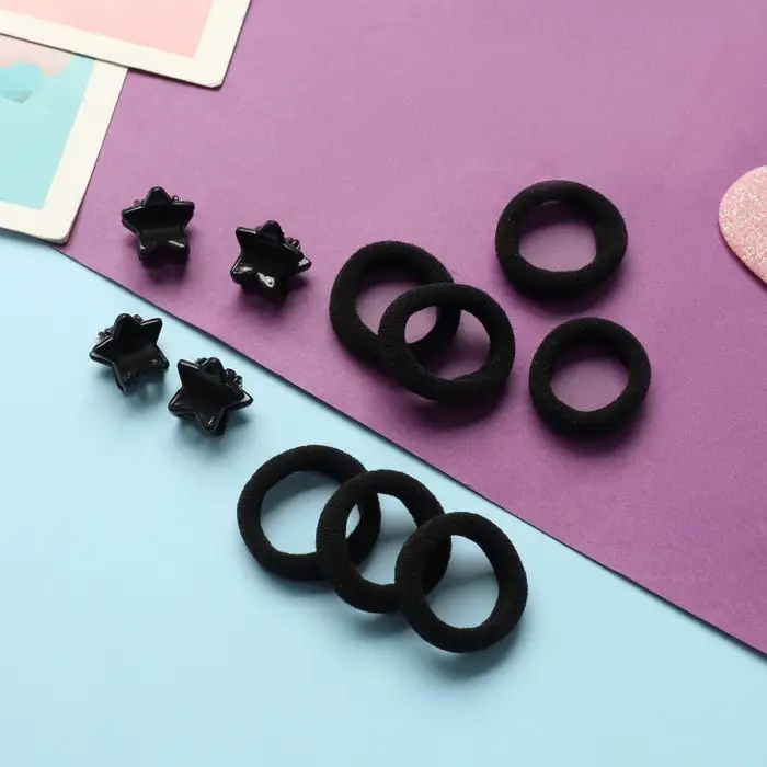 Набор для волос Набор для волос "Затейница" (12 резинок 2 см, 4 краба) звёздочки, чёрный