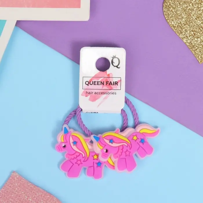 Резинка для волос  Резинка для волос "Крошка" (набор 2 шт) единорожек, сиреневый