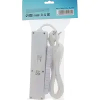 Удлинитель Luazon Lighting, 4 розетки, 1.8 м, 10 А, 2200 Вт, 3&times;0.75 мм2, с заземлением, с выключателем, белый