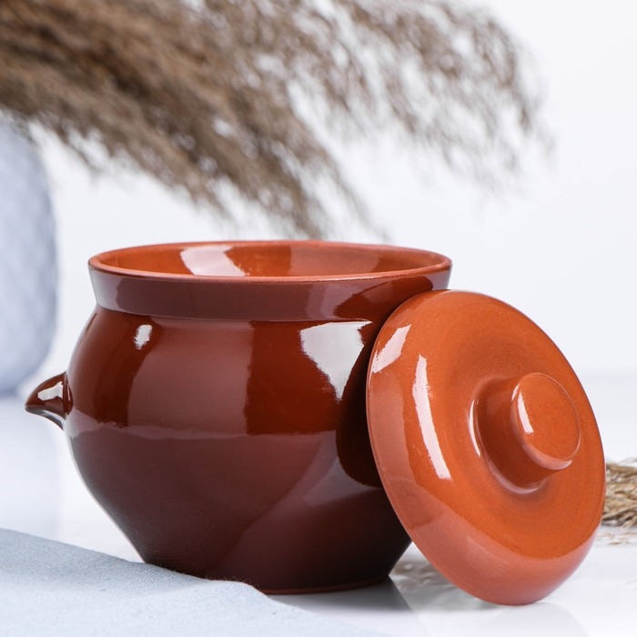 Горшок керамический для запекания  Горшок керамический для запекания "Кунгурский" с ручками 0,65л