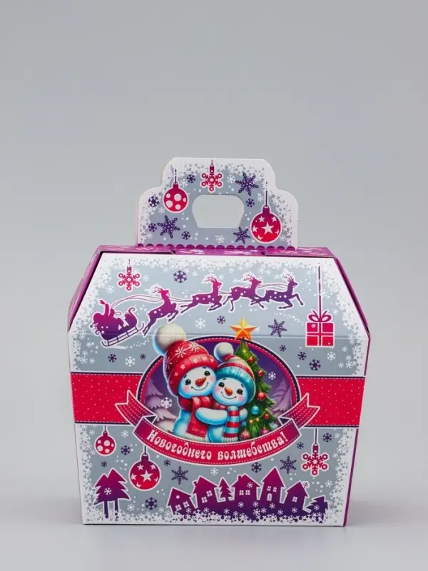 Коробка Новогодняя подарочная Коробка Новогодняя подарочная "Три снеговика" 19,5 х 17 х 11 см