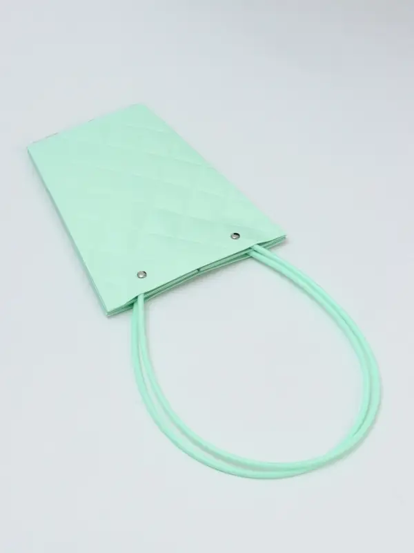 Сумка для цветов тиснение мята влагостойкая, 17&times;17 - 11.5&times;11.5 - 20 см