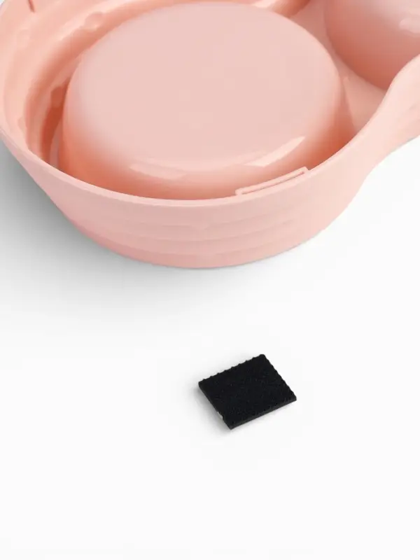 Миска двойная, 25&times;14&times;5 см, на пластиковом основании, металл, розовая