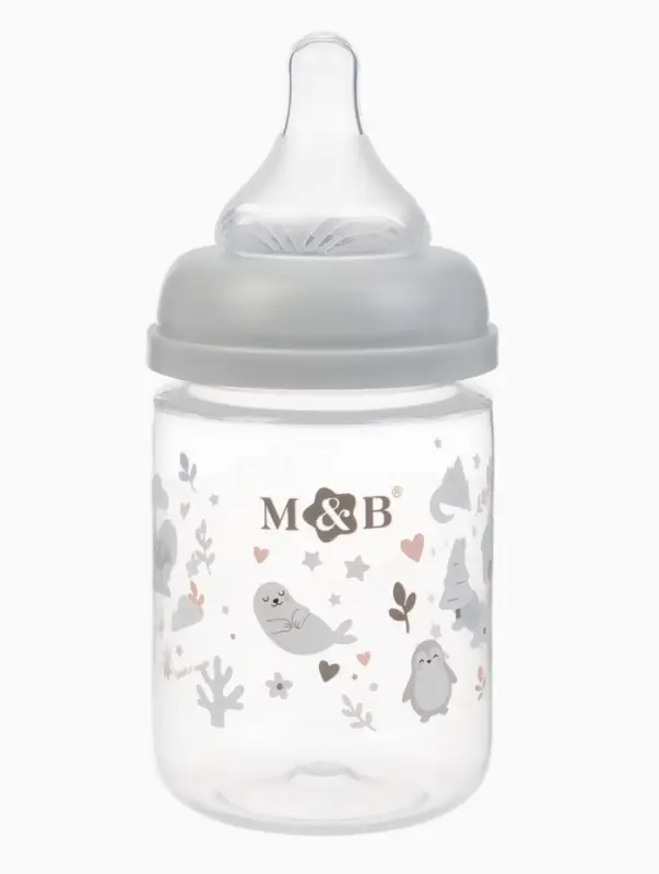 Бутылочка для кормления M&B, ШГ &Oslash;50 мм, +0мес., 180 мл., набор 2 шт. в кор.