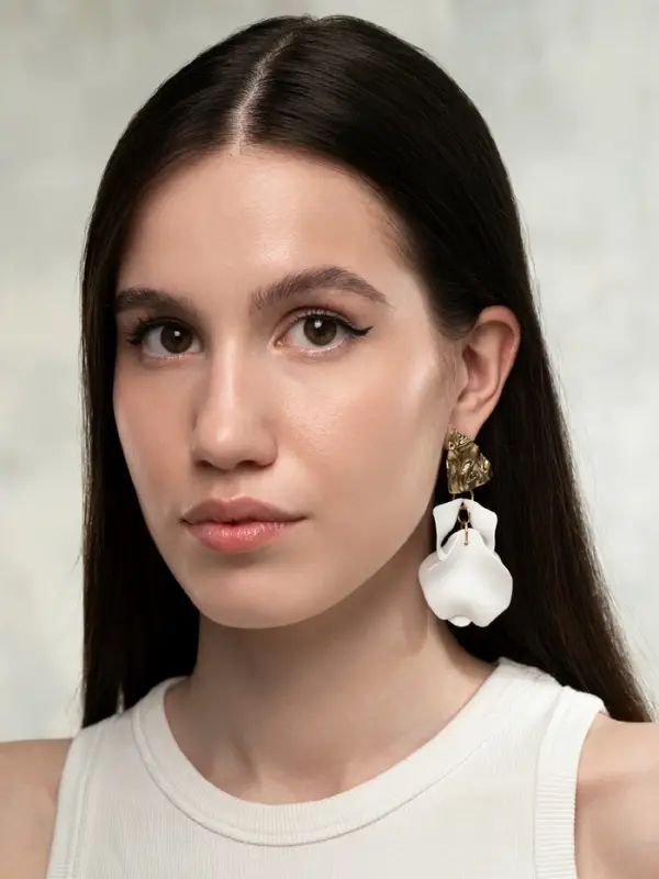 Серьги ассорти &laquo;Ветер&raquo;, мятые треугольники, цвет бело-золотой