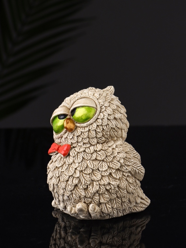 Набор фигур Набор фигур "4 совы на подносе" размер 20х10х10 см, бежевый