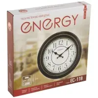 Часы настенные ENERGY ЕС-118, интерьерные, d-27.9 см, плавный ход, черные