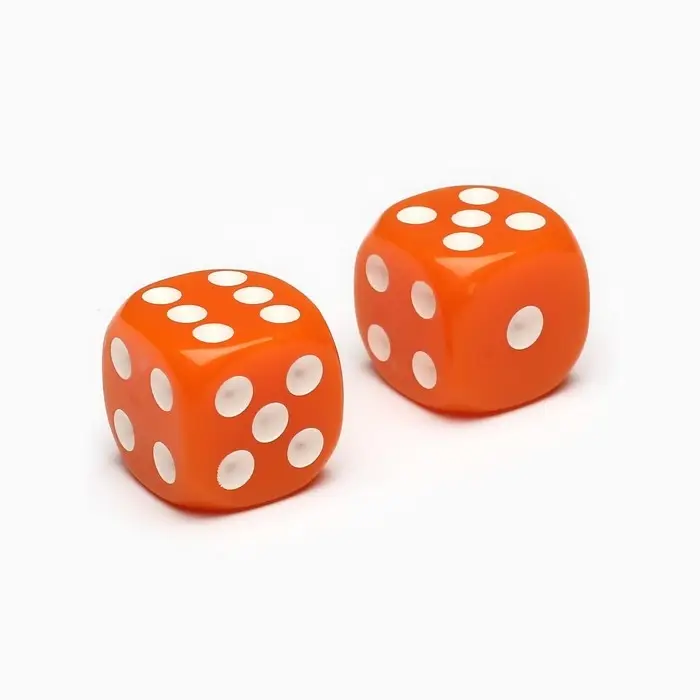 Кубики игральные «Время игры», 1.6×1.6 см, набор 2 шт., оранжевые Кубики игральные «Время игры», 1.6×1.6 см, набор 2 шт., оранжевые