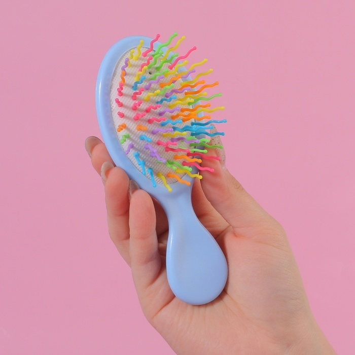Расчёска - мини массажная, 14 &times; 6 см, рисунок МИКС
