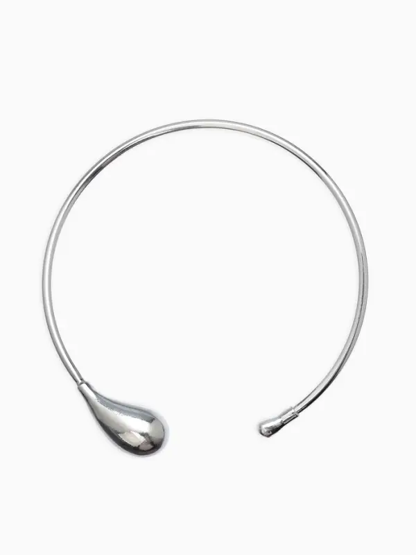 Колье-Чокер "Капли БО", цвет серебро