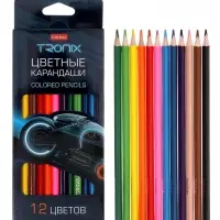 Карандаши 12цв, Hatber, заточ, трехгр, коробка, европодвес 93404