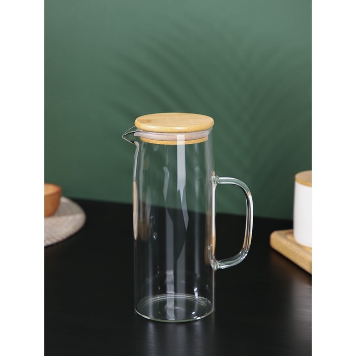 Кувшин стеклянный с бамбуковой крышкой «Эко», 1 л Кувшин стеклянный с бамбуковой крышкой «Эко», 1 л