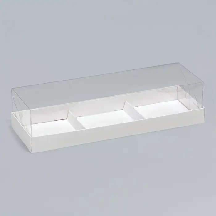 Коробка для муссовых пирожных 3 штуки, 26x8,5x6 Белый Коробка для муссовых пирожных 3 штуки, 26x8,5x6 Белый