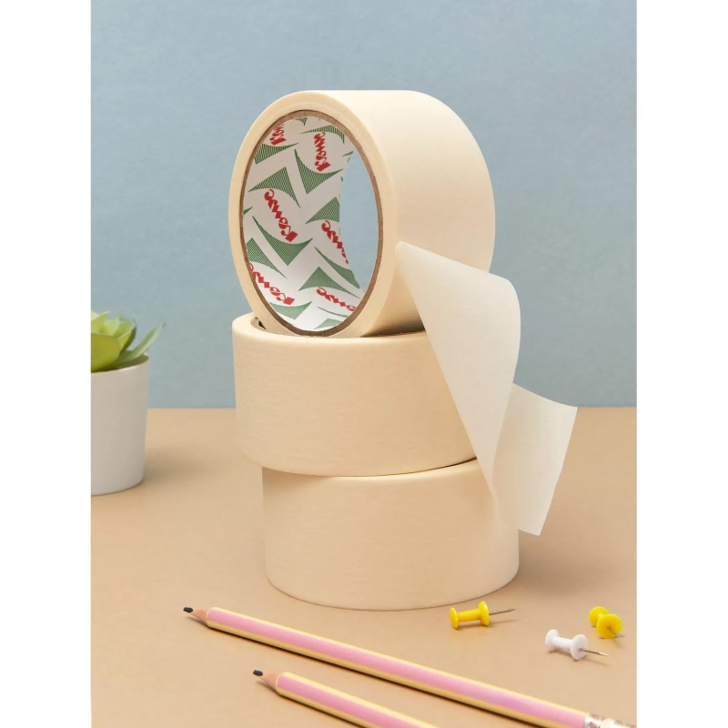 Клейкая лента бумажная (малярная) Комус 48мм х 19м, креппированная